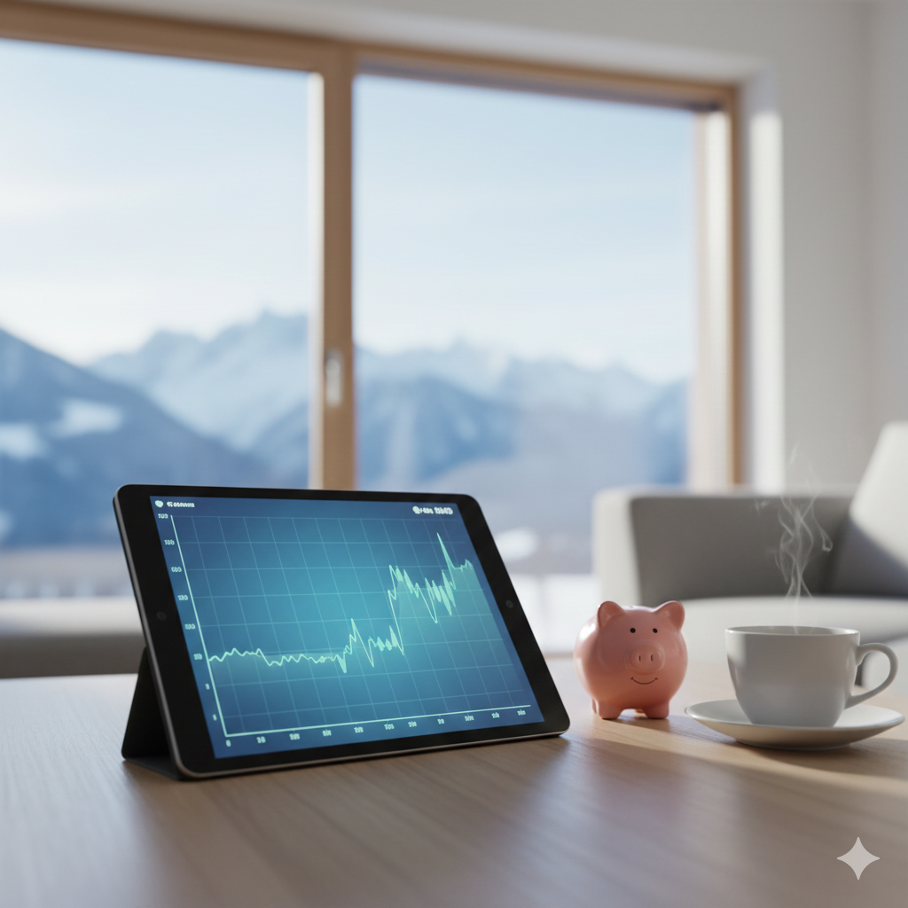 Grafik steigende und fallende Kurven für Strompreise Österreich 2026