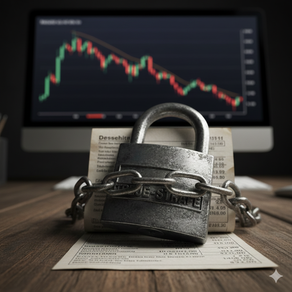 Grafik: Schere zwischen sinkendem Börsenpreis und konstantem Endkundenpreis